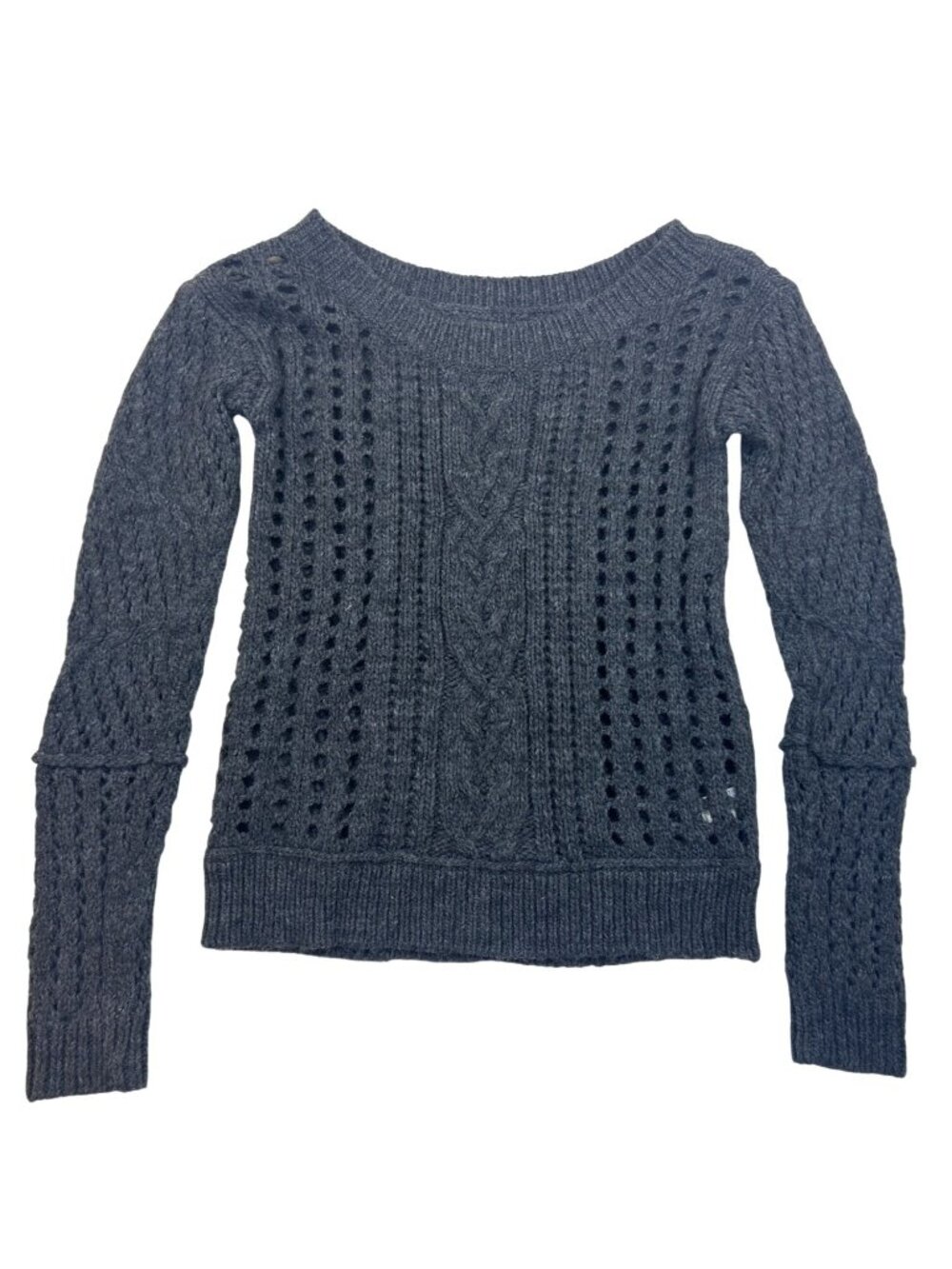 American Eagle Outfitters Sweater Women’s S Open Knit Gray Wool Blend Pullover